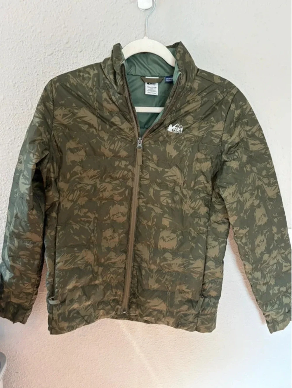 Youth REI Coop Green Pattern Puffer Jacket/Coat size L (14-16)